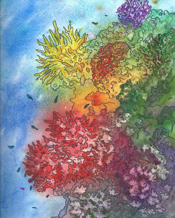 Intuitive Coral Reef Watercolor