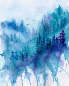 Misty Pines Watercolor
