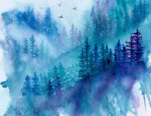Misty Pines Watercolor Painting