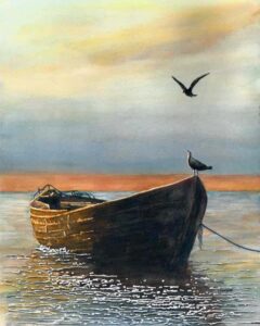 Rustic Boat Watercolor painting